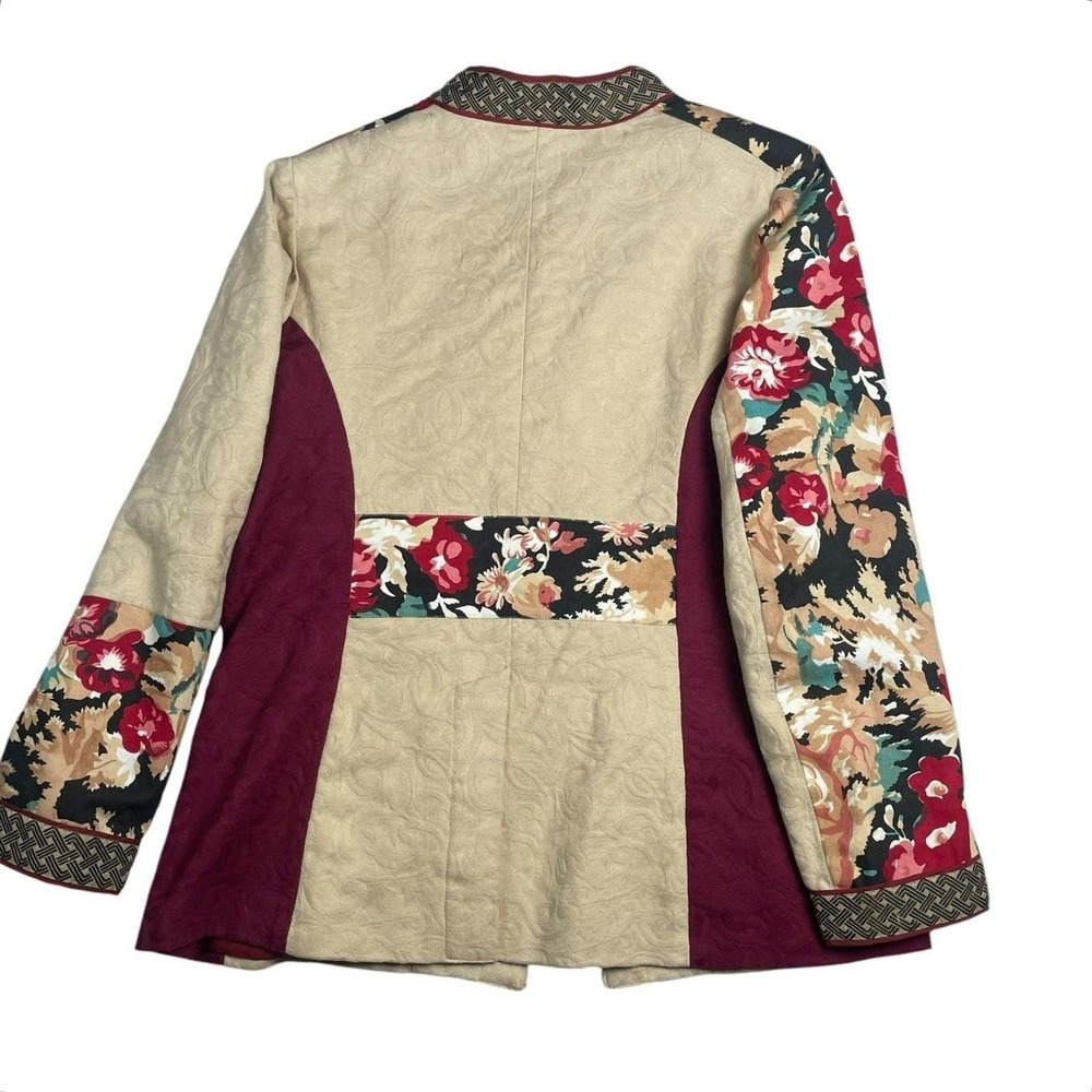 Vintage Norm Thompson Cream Embroidered Tang Jacket M Mandarin Asian Inspired - Picture 8 of 9